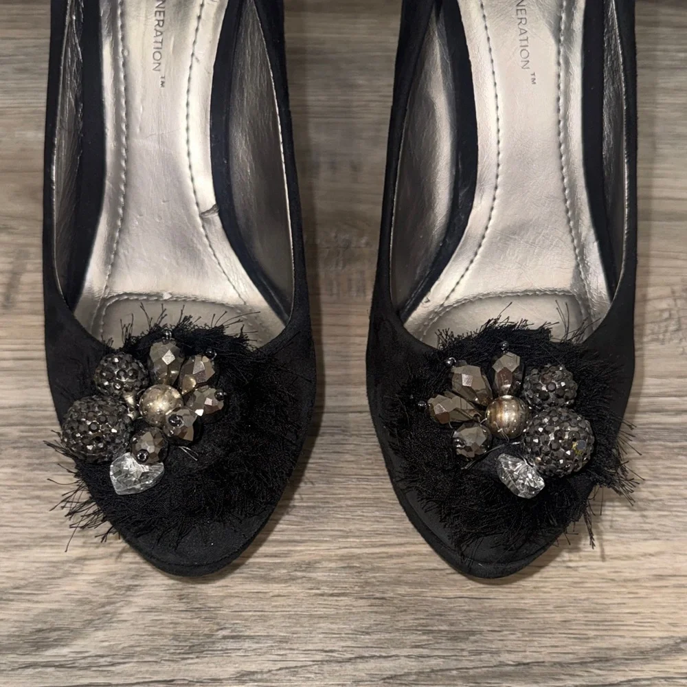 BCBGeneration Black Heels with Embellished Accents - Picture 2 of 8